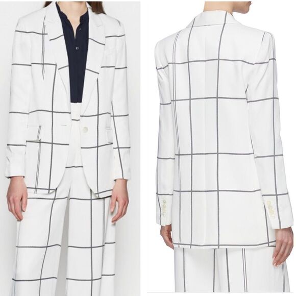 Equipment James White Windowpane Blazer New Size 0 - Picture 1 of 8